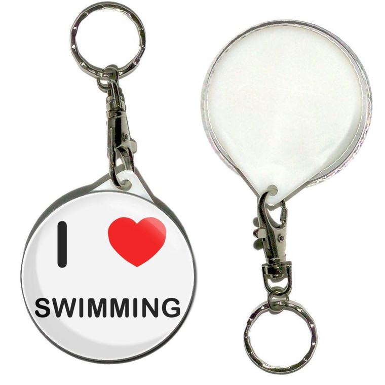 I Love Swimming - 55mm Button Badge Key Ring