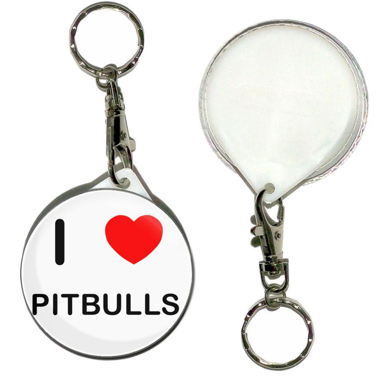 I Love Pitbulls - 55mm Button Badge Key Ring