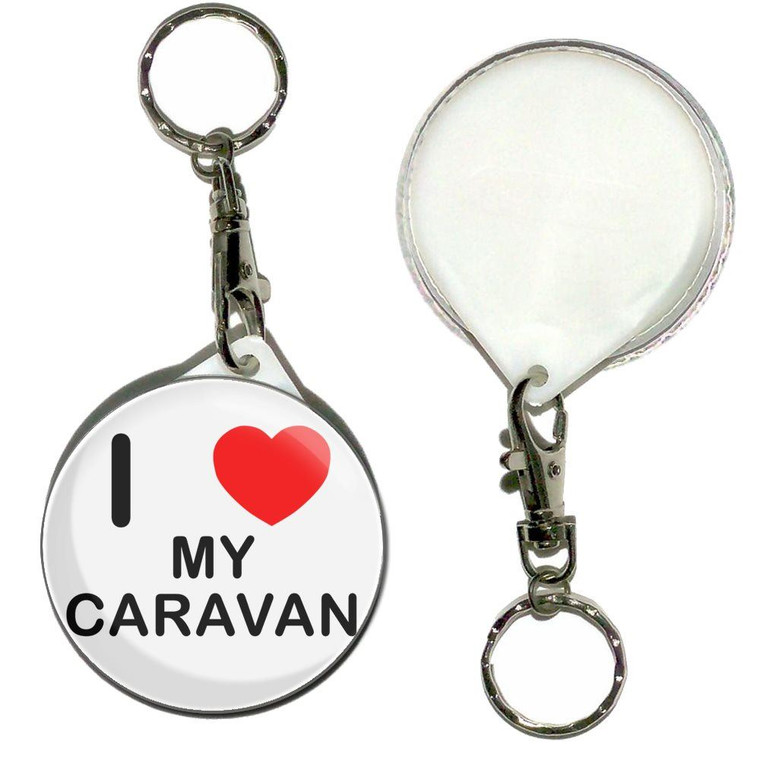 I Love My Caravan - 55mm Button Badge Key Ring