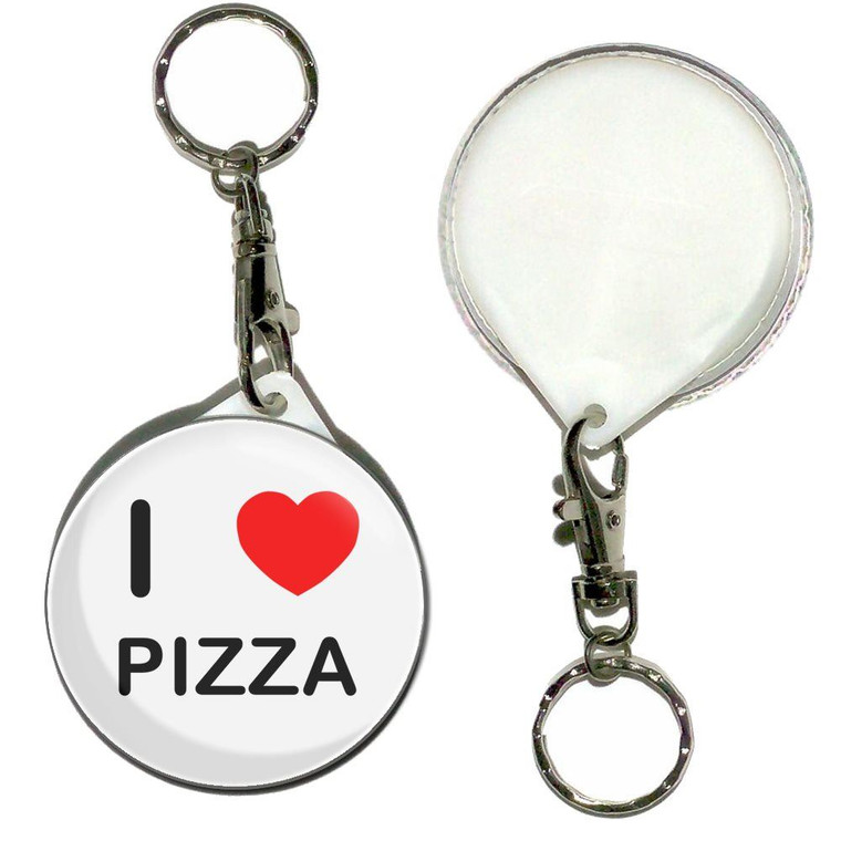I Love Pizza - 55mm Button Badge Key Ring