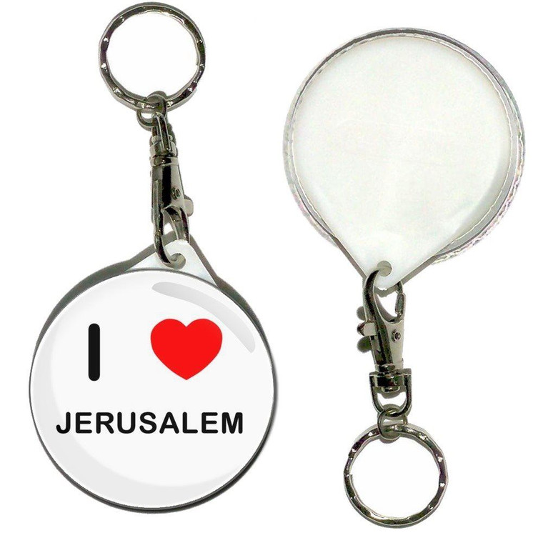 I Love Jerusalem - 55mm Button Badge Key Ring