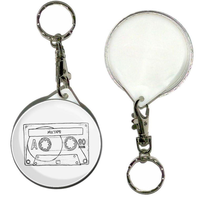 Cassette Tape - 55mm Button Badge Key Ring