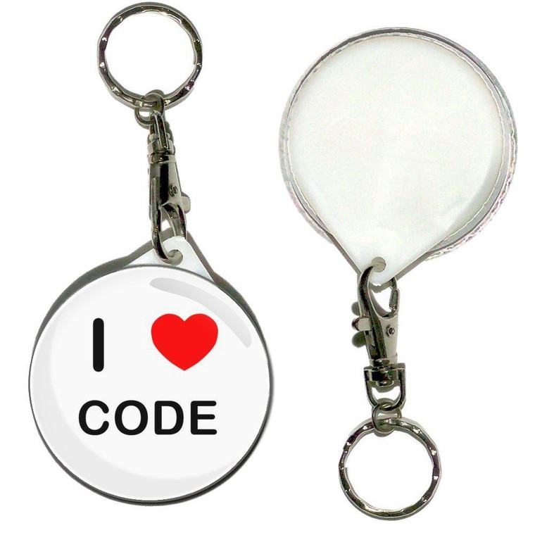 I love Code - 55mm Button Badge Key Ring