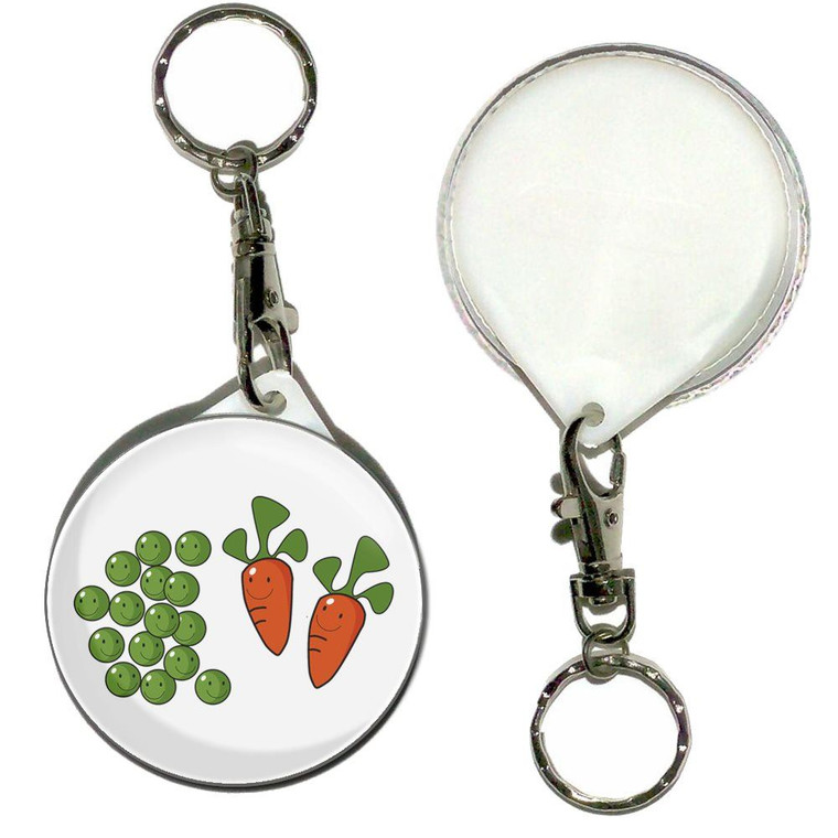 Peas and Carrots - 55mm Button Badge Key Ring