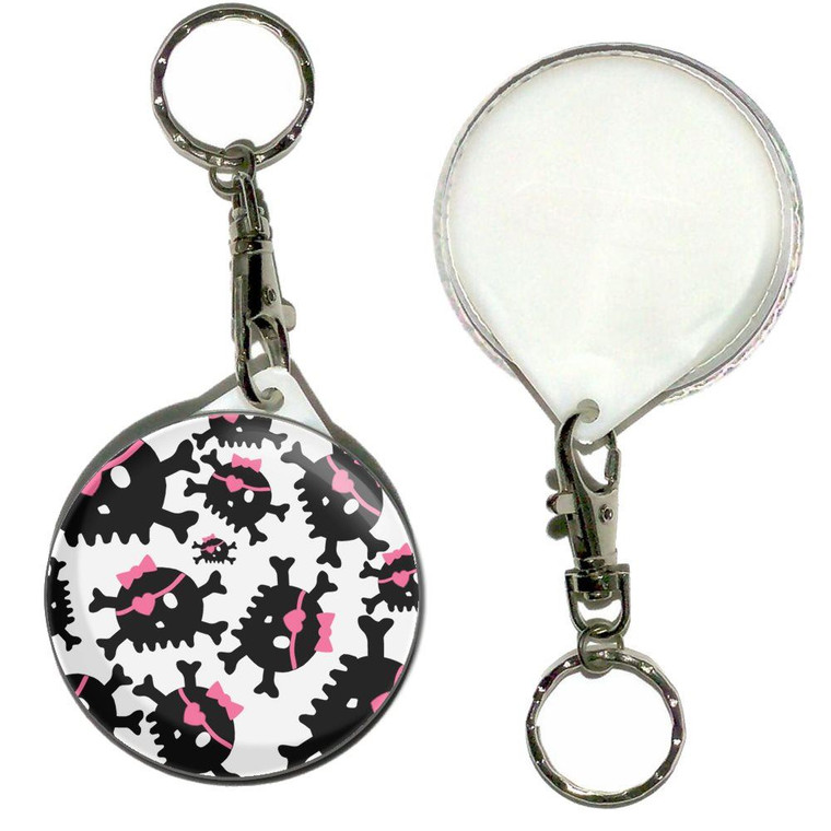 Skull Bow Pattern - 55mm Button Badge Key Ring