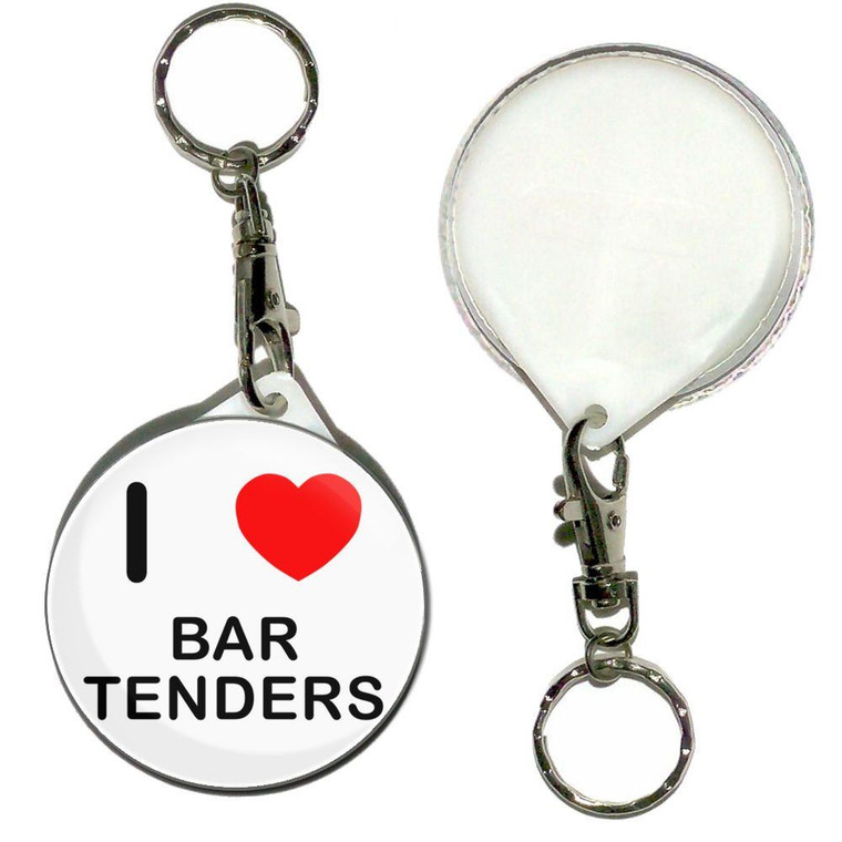 I Love Bar Tenders - 55mm Button Badge Key Ring