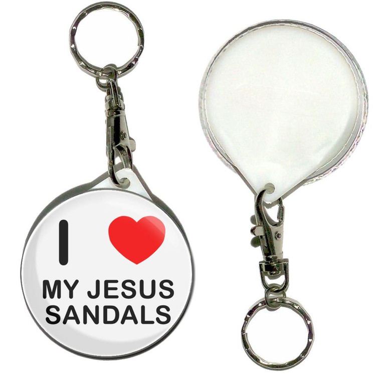 I Love My Jesus Sandals - 55mm Button Badge Key Ring