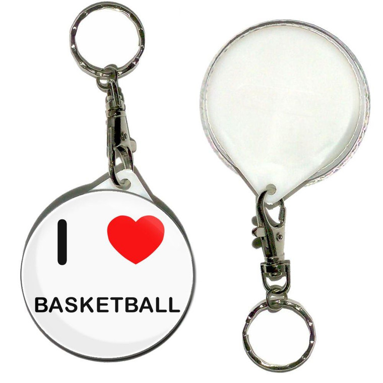 I Love Basketball - 55mm Button Badge Key Ring