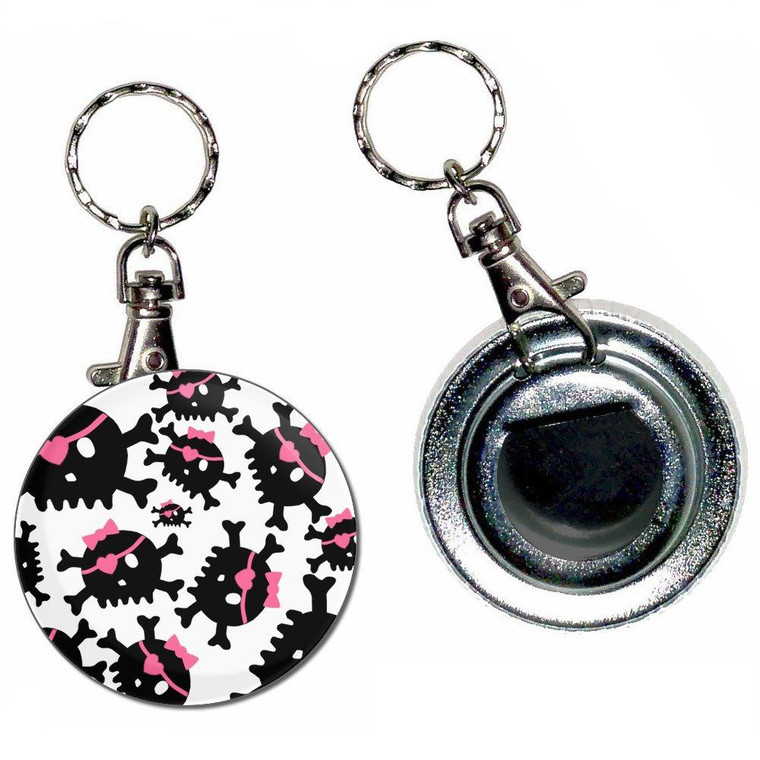 Skull Bow Pattern - 55mm Button Badge Bottle Opener