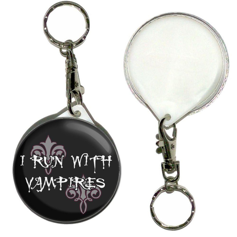 I Run With Vampires - 55mm Button Badge Key Ring