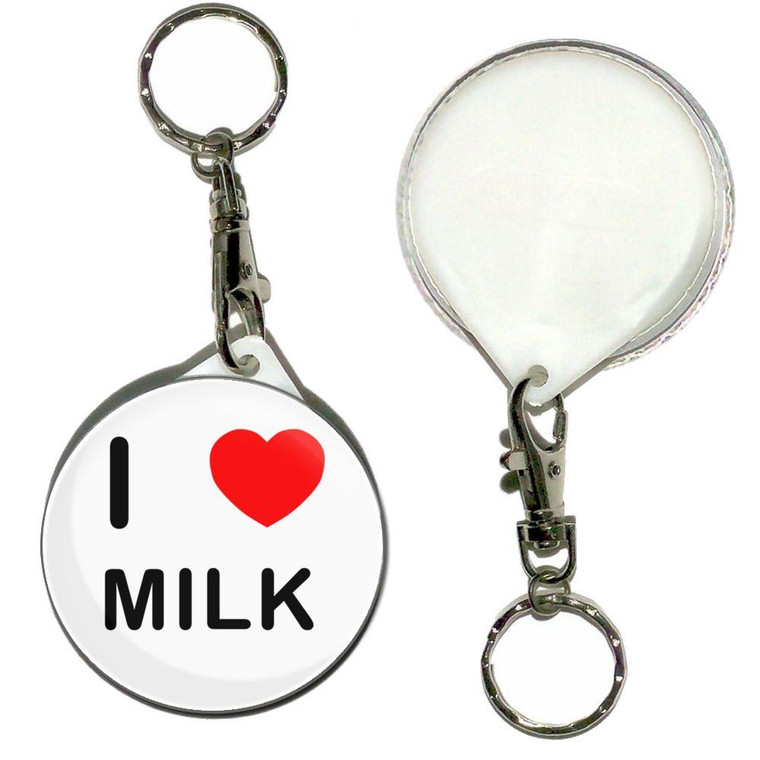 I Love Milk - 55mm Button Badge Key Ring