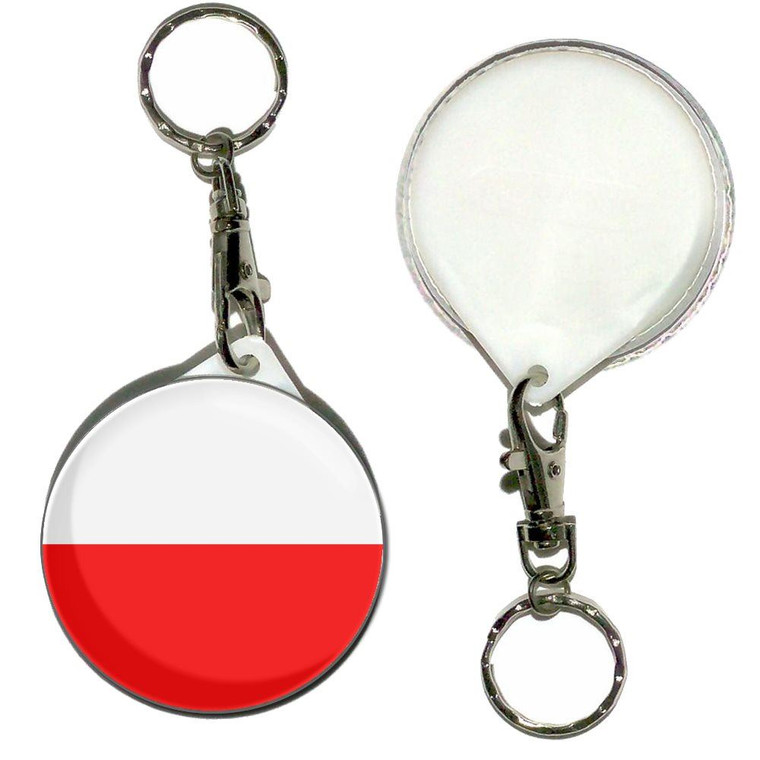Poland Flag - 55mm Button Badge Key Ring