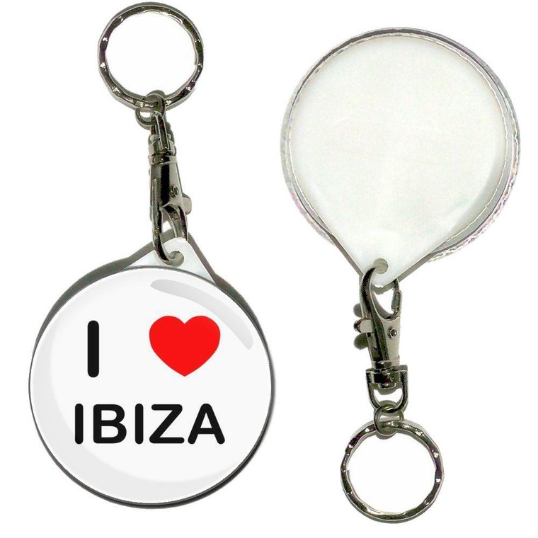 I Love Ibiza - 55mm Button Badge Key Ring