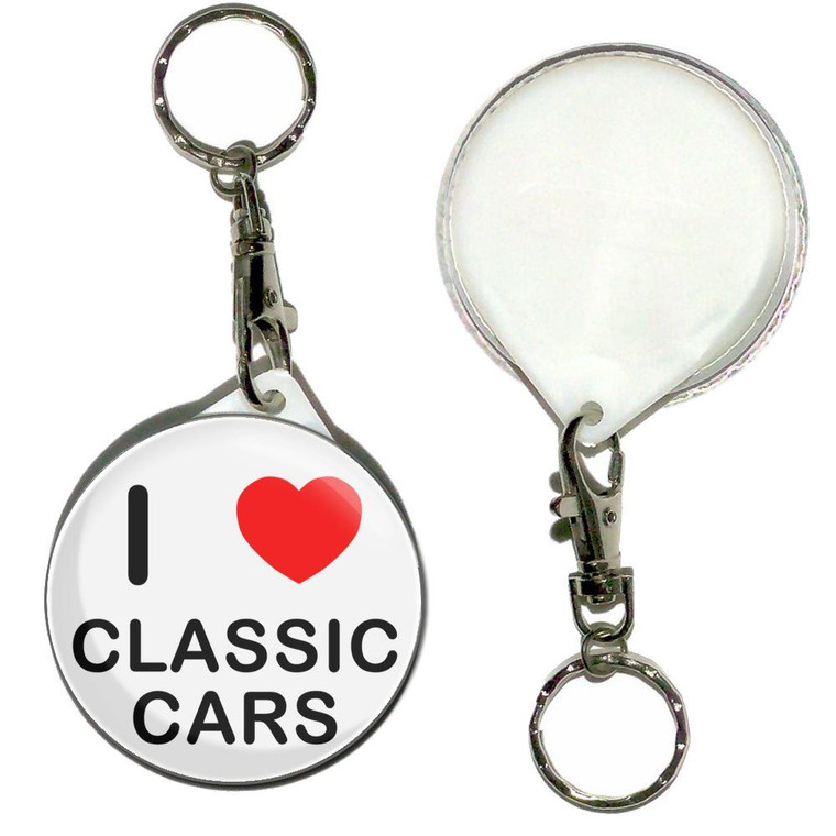 I Love Classic Cars - 55mm Button Badge Key Ring