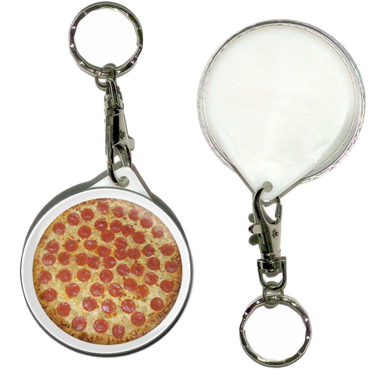 Pepperoni Pizza - 55mm Button Badge Key Ring