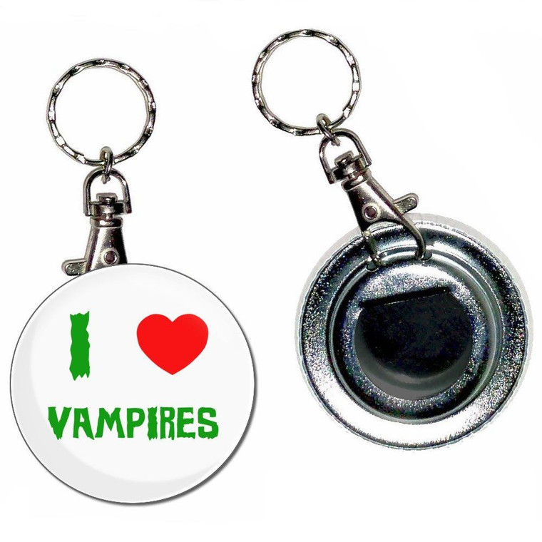 I Love Vampires - 55mm Button Badge Bottle Opener