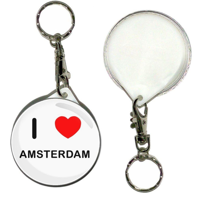 I Love Amsterdam - 55mm Button Badge Key Ring