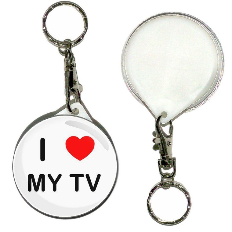 I love My Tv - 55mm Button Badge Key Ring