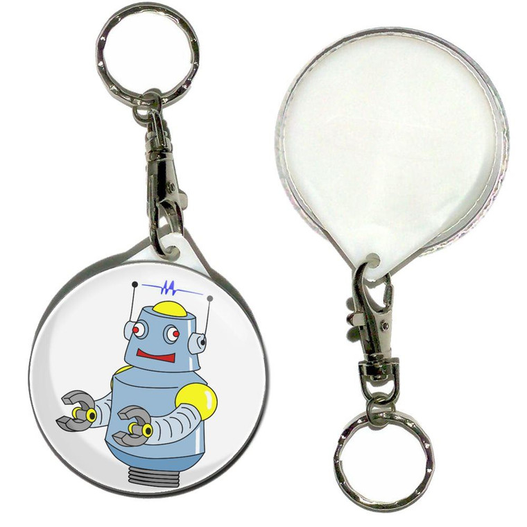 White Boy Robot - 55mm Button Badge Key Ring