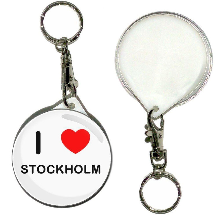 I Love Stockholm - 55mm Button Badge Key Ring