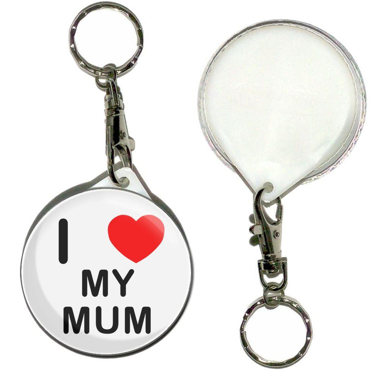 I Love My Mum - 55mm Button Badge Key Ring