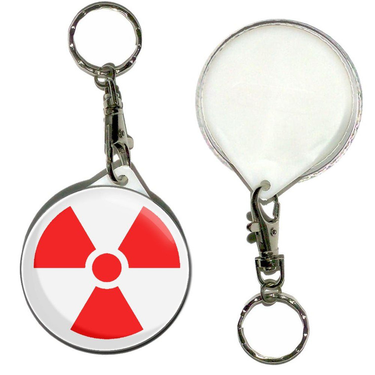 Red Nuclear Symbol - 55mm Button Badge Key Ring