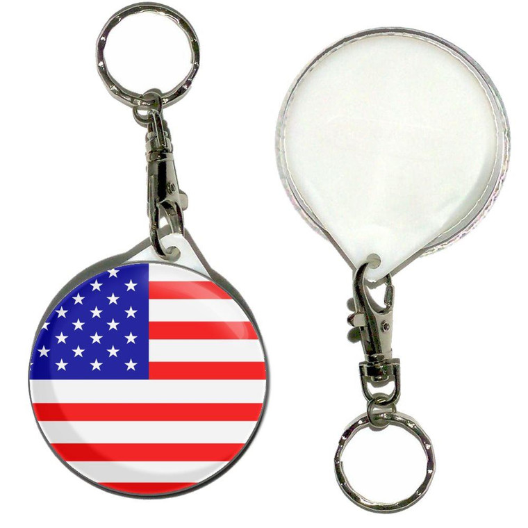 USA Flag - 55mm Button Badge Key Ring