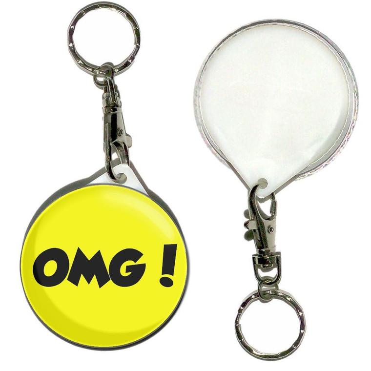 OMG! Oh My God - 55mm Button Badge Key Ring