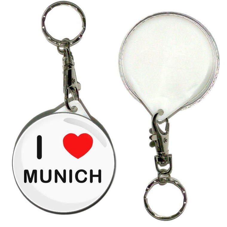 I Love Munich - 55mm Button Badge Key Ring