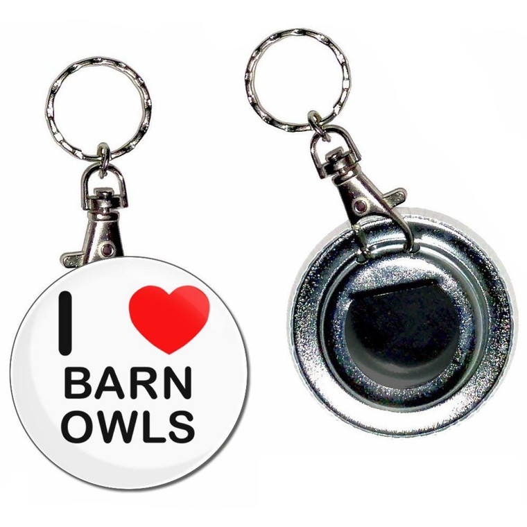 I Love Barn Owls - 55mm Button Badge Bottle Opener