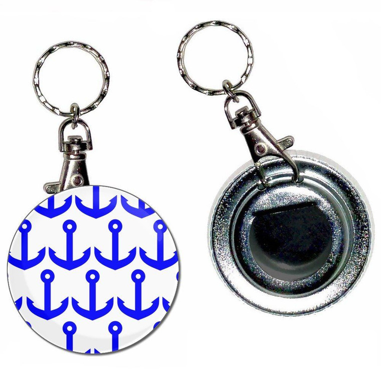 Anchor Blue Pattern - 55mm Button Badge Bottle Opener