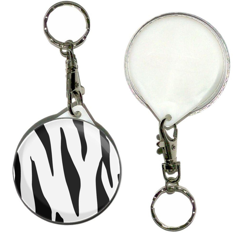 Zebra Print - 55mm Button Badge Key Ring