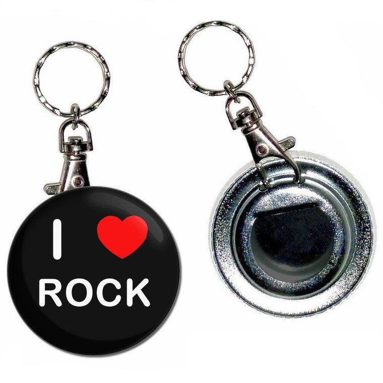 I Love Rock - 55mm Button Badge Bottle Opener