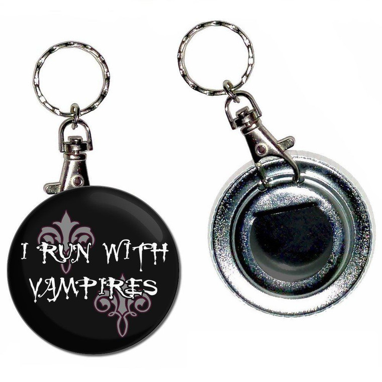 I Run With Vampires - 55mm Button Badge Bottle Opener