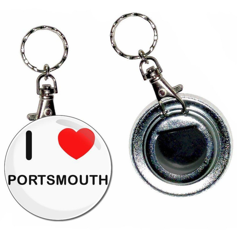 I Love Portsmouth - 55mm Button Badge Bottle Opener