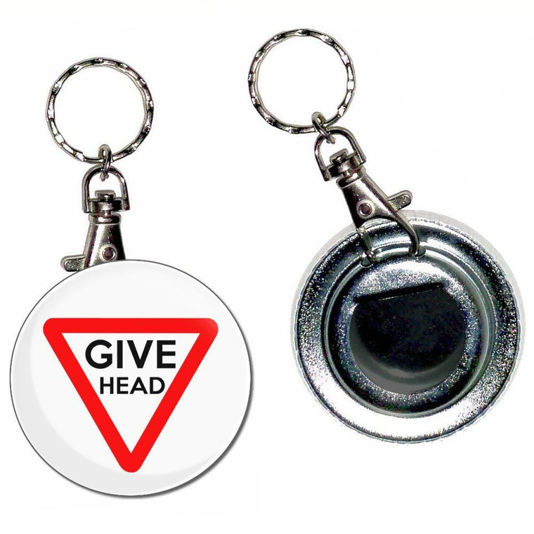 Give Head - 55mm Button Badge Bottle Opener