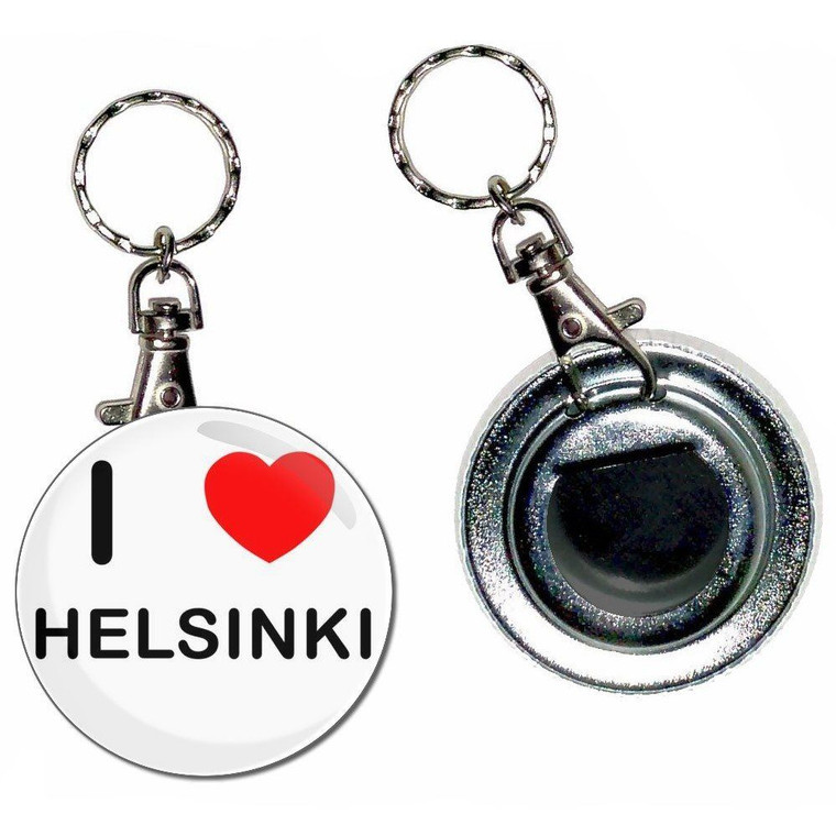 I Love Helsinki - 55mm Button Badge Bottle Opener