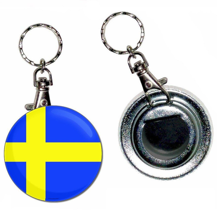 Sweden Flag - 55mm Button Badge Bottle Opener
