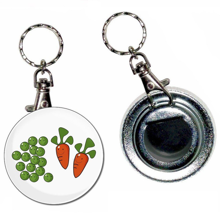Peas and Carrots - 55mm Button Badge Bottle Opener