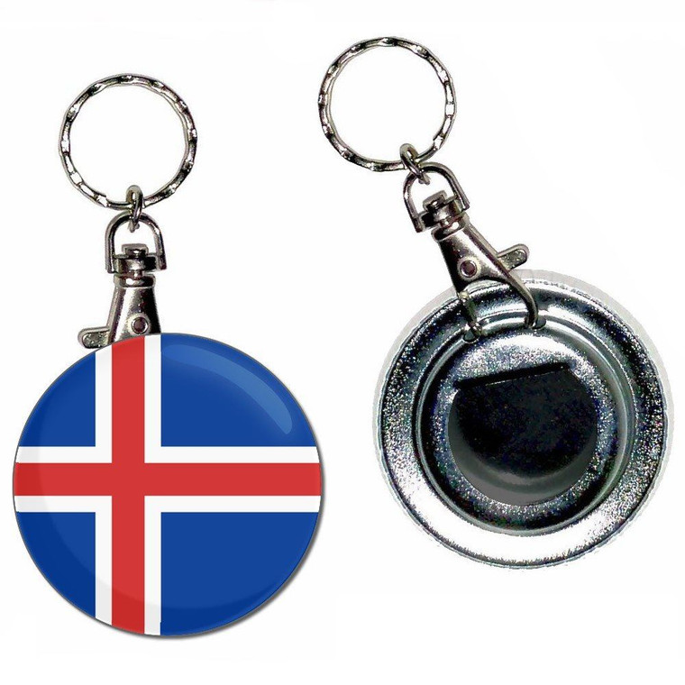 Iceland Flag - 55mm Button Badge Bottle Opener