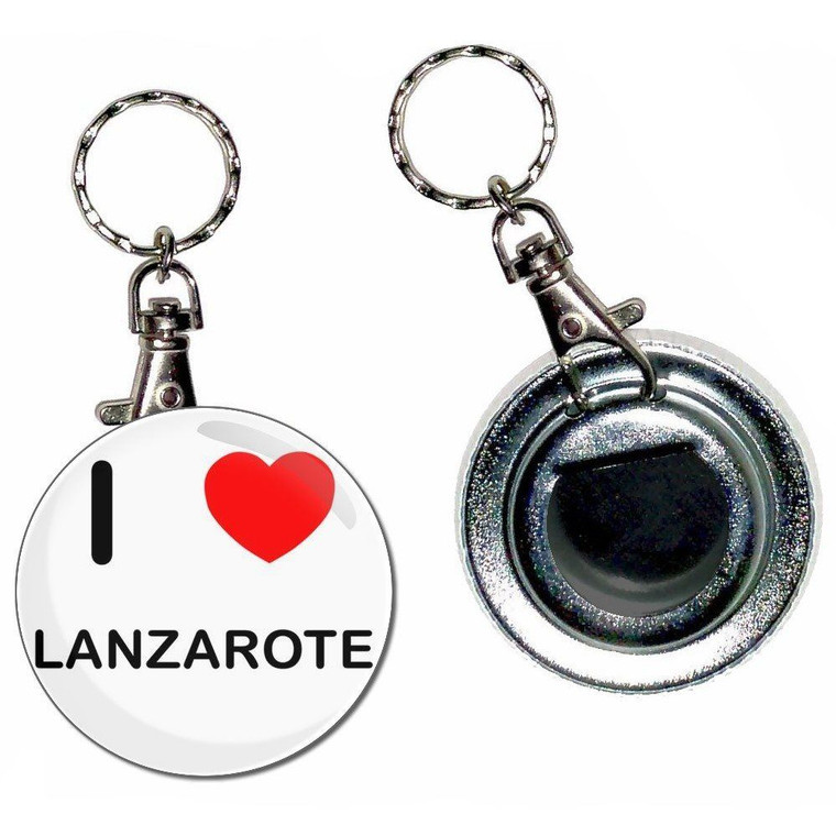 I Love Lanzarote - 55mm Button Badge Bottle Opener