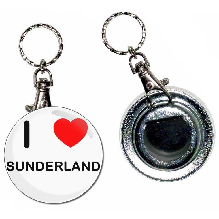 I Love Sunderland - 55mm Button Badge Bottle Opener