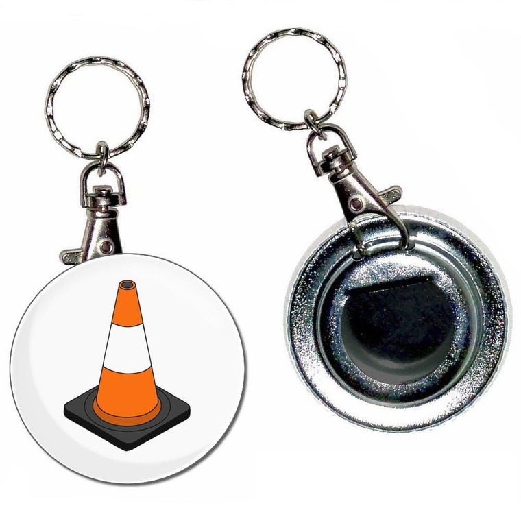 Traffic Cone - 55mm Button Badge Bottle Opener