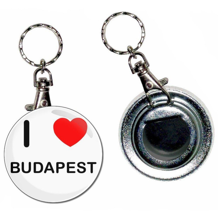 I Love Budapest - 55mm Button Badge Bottle Opener