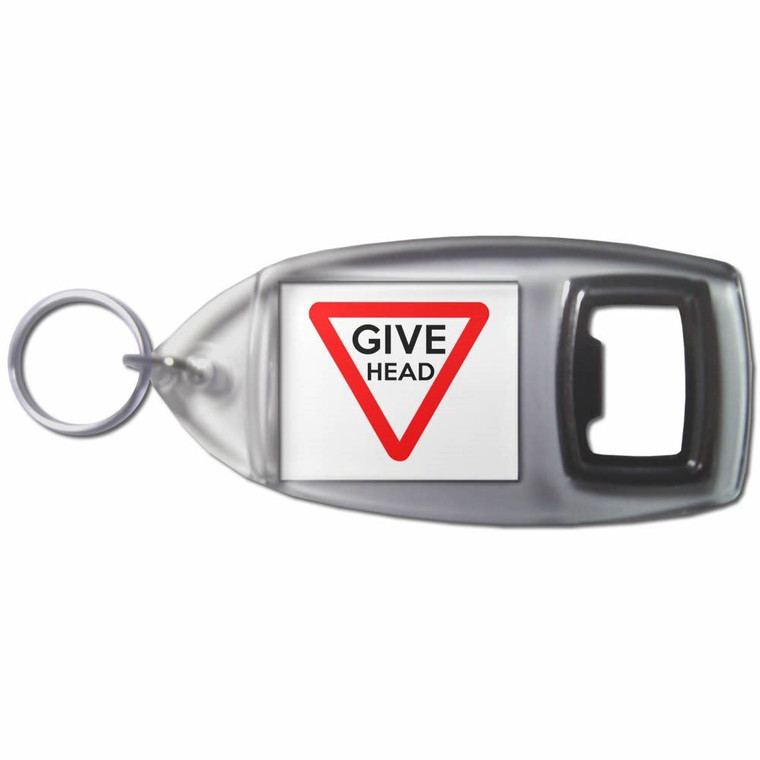 Give Head - Plastic Key Ring Bottle Opener