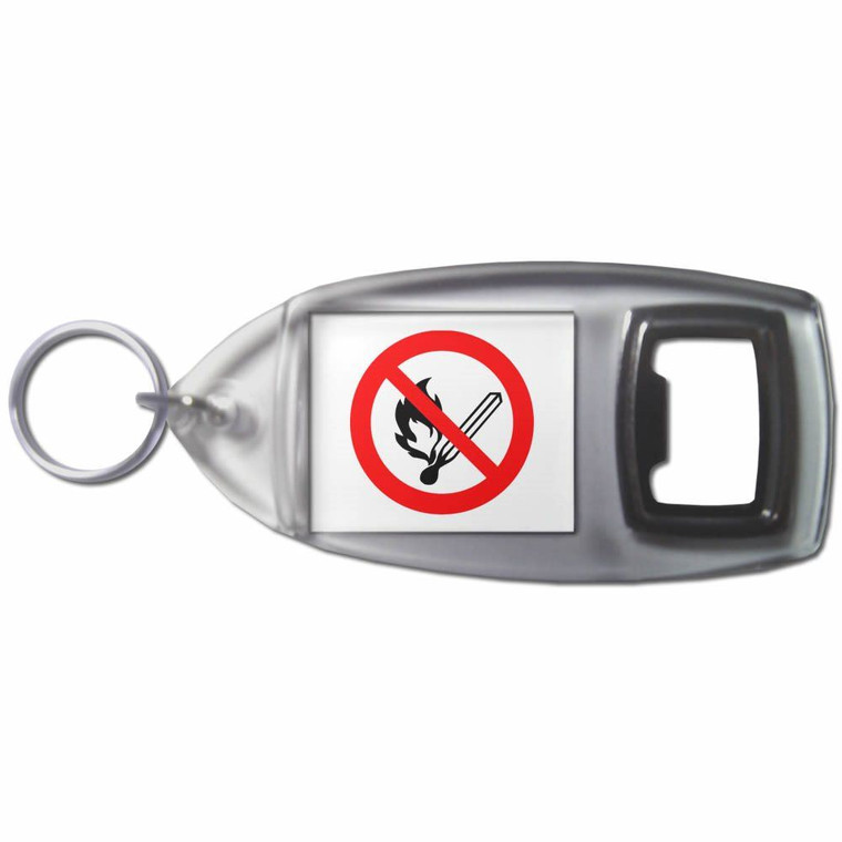 No Naked Flames - Plastic Key Ring Bottle Opener