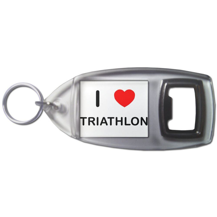 I Love Triathlon - Plastic Key Ring Bottle Opener