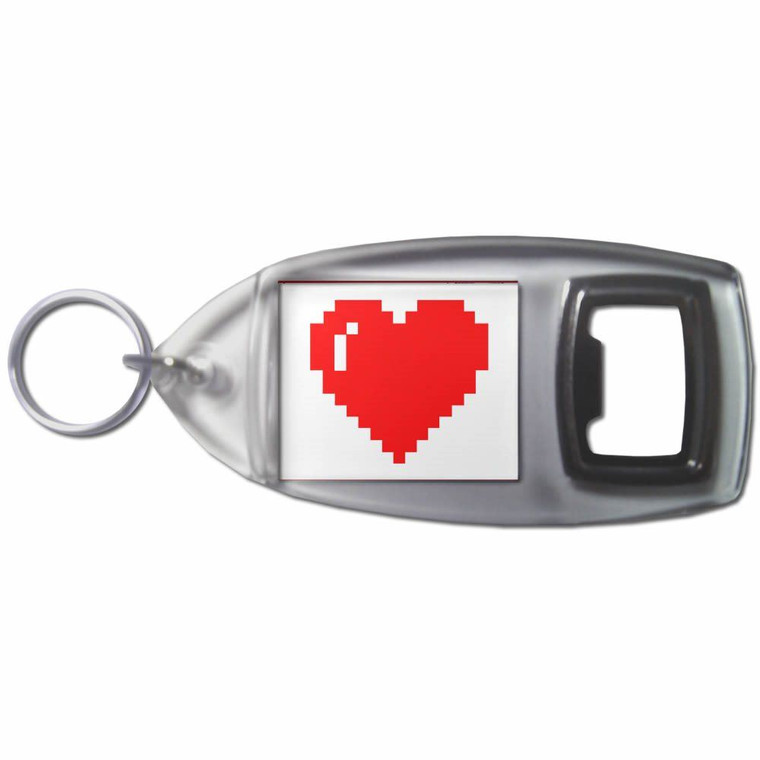 Pixel Heart - Plastic Key Ring Bottle Opener