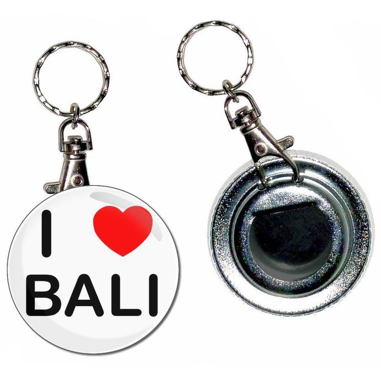 I Love Bali - 55mm Button Badge Bottle Opener