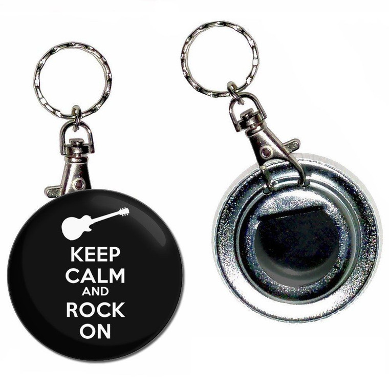 Keep Calm and Rock On - 55mm Button Badge Bottle Opener